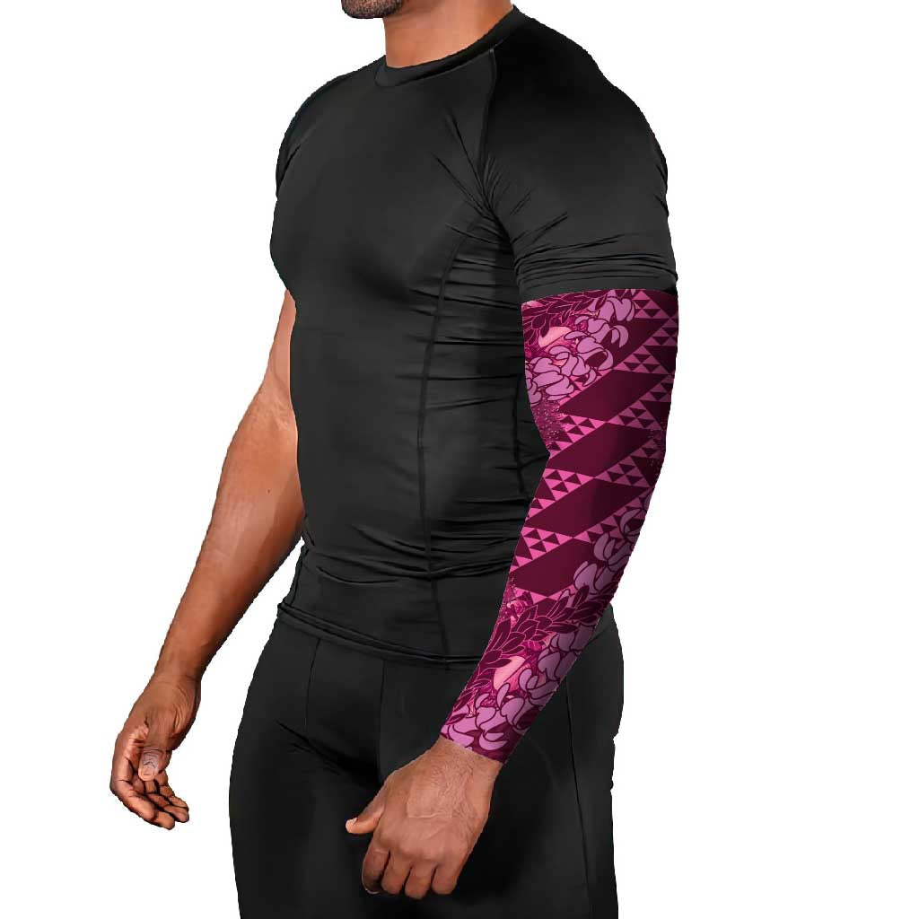 Pink Aloha Hawaii Arm Sleeves Hawaiian Kakau Ohia Lehua Lei - Polynesian Pride