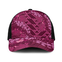 Pink Aloha Hawaii Baseball Net Cap Hawaiian Kakau Ohia Lehua Lei - Polynesian Pride