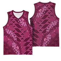 Pink Aloha Hawaii Basketball Jersey Hawaiian Kakau Ohia Lehua Lei LT14 - Polynesian Pride