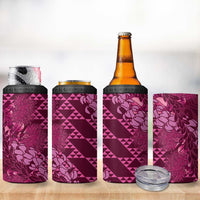 Pink Aloha Hawaii 4 in 1 Can Cooler Tumbler Hawaiian Kakau Ohia Lehua Lei LT14 - Polynesian Pride