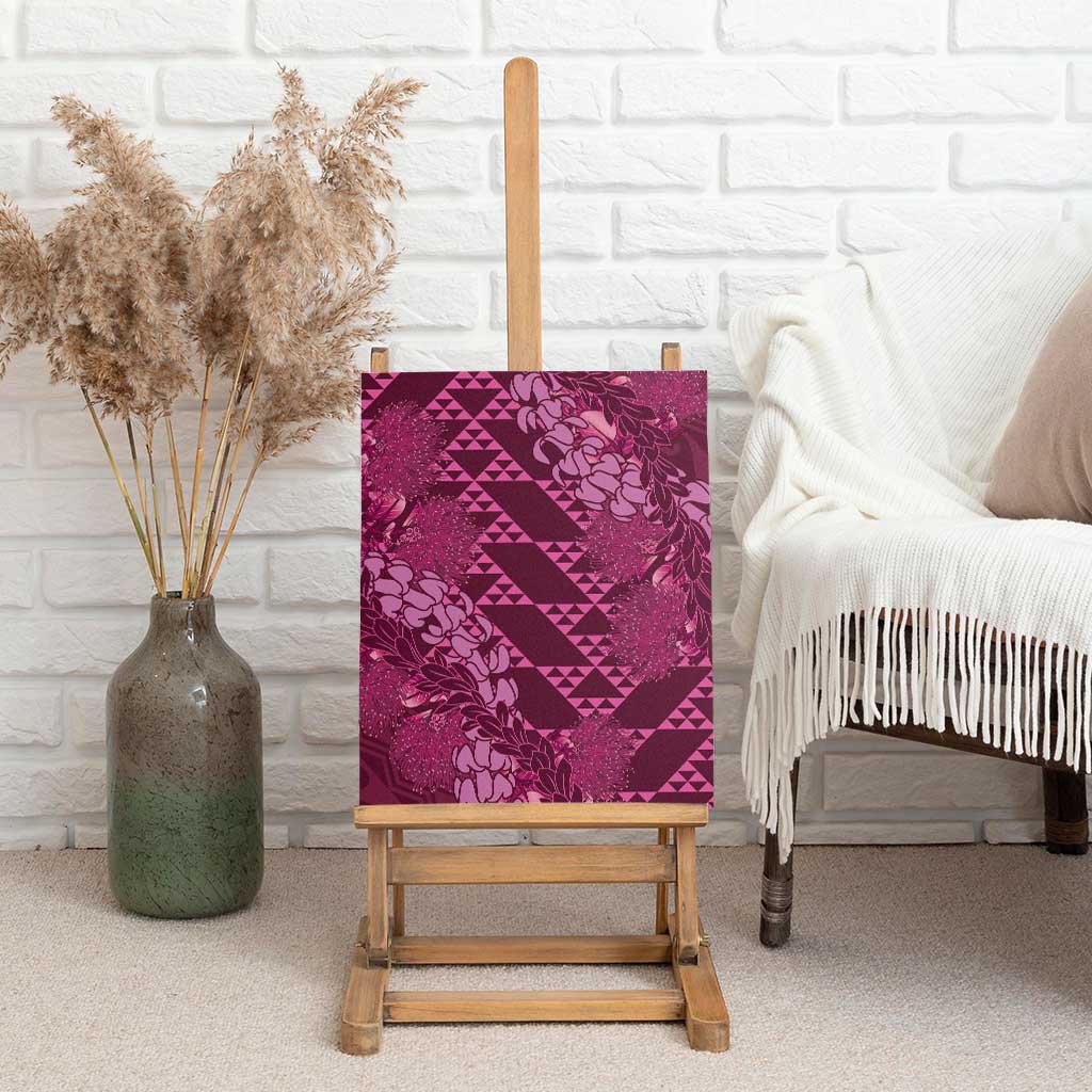 Pink Aloha Hawaii Canvas Wall Art Hawaiian Kakau Ohia Lehua Lei - Polynesian Pride