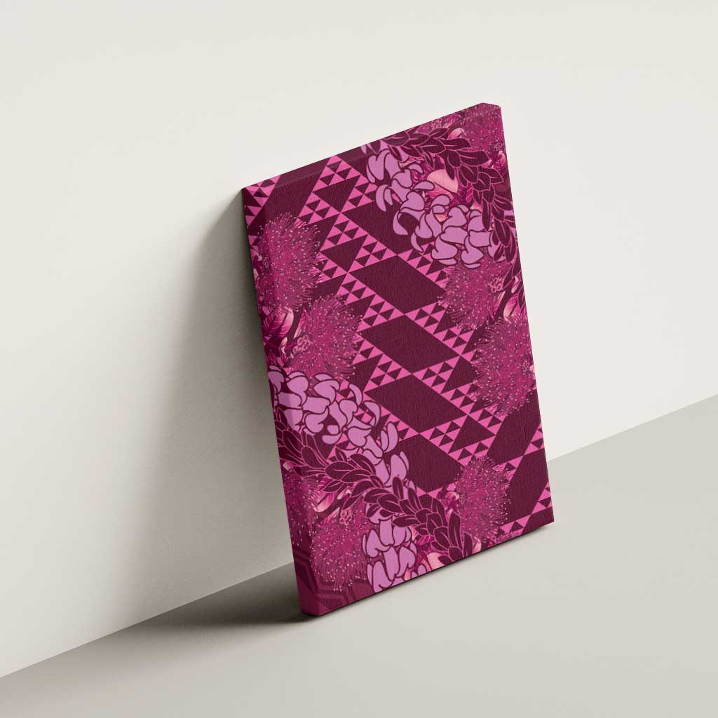 Pink Aloha Hawaii Canvas Wall Art Hawaiian Kakau Ohia Lehua Lei - Polynesian Pride