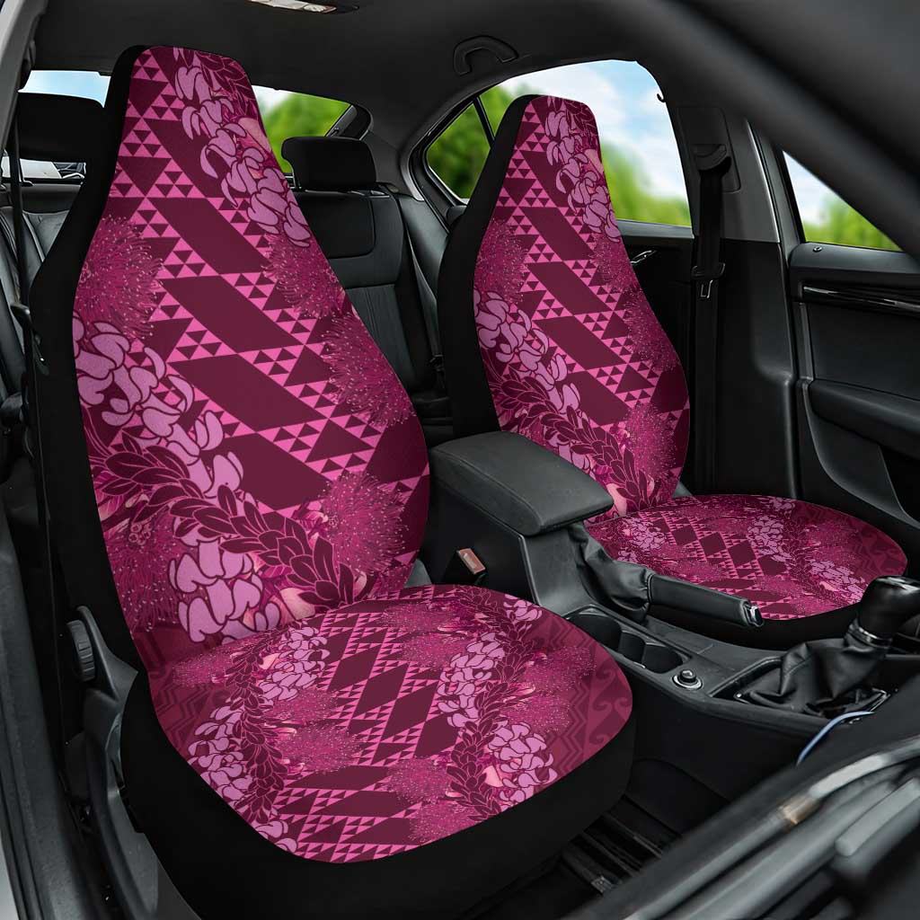Pink Aloha Hawaii Car Seat Cover Hawaiian Kakau Ohia Lehua Lei LT14 One Size Pink - Polynesian Pride