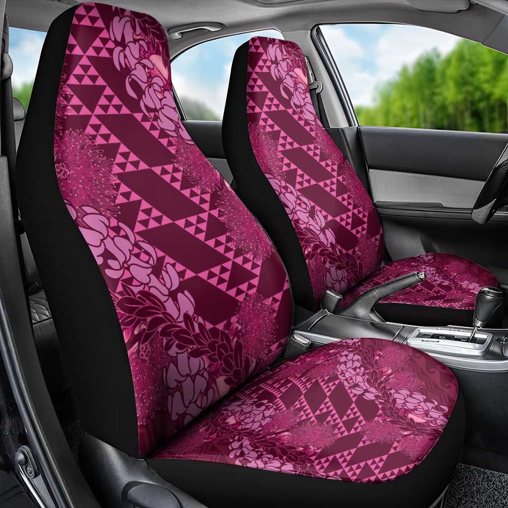 Pink Aloha Hawaii Car Seat Cover Hawaiian Kakau Ohia Lehua Lei LT14 - Polynesian Pride