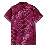 Pink Aloha Hawaii Family Matching Puletasi and Hawaiian Shirt Hawaiian Kakau Ohia Lehua Lei LT14 - Polynesian Pride