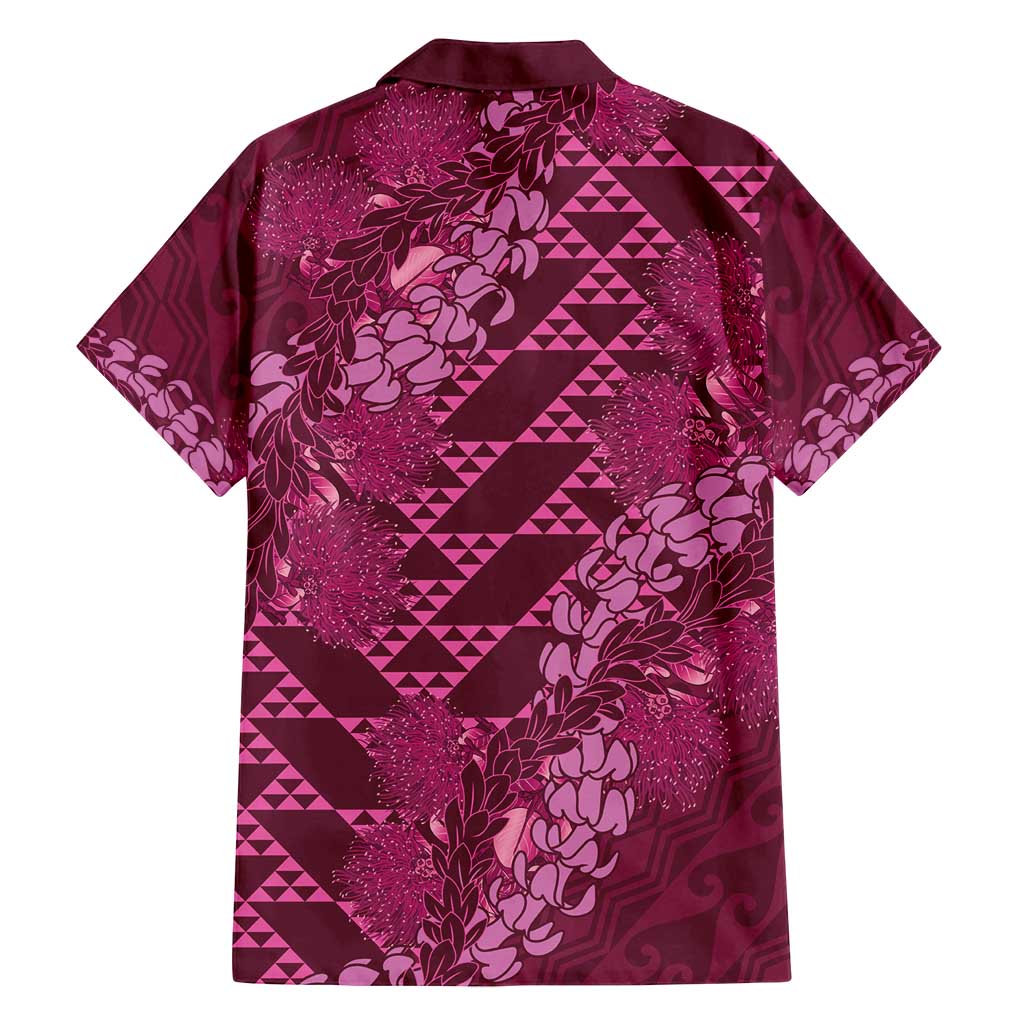 Pink Aloha Hawaii Family Matching Summer Maxi Dress and Hawaiian Shirt Hawaiian Kakau Ohia Lehua Lei LT14 - Polynesian Pride