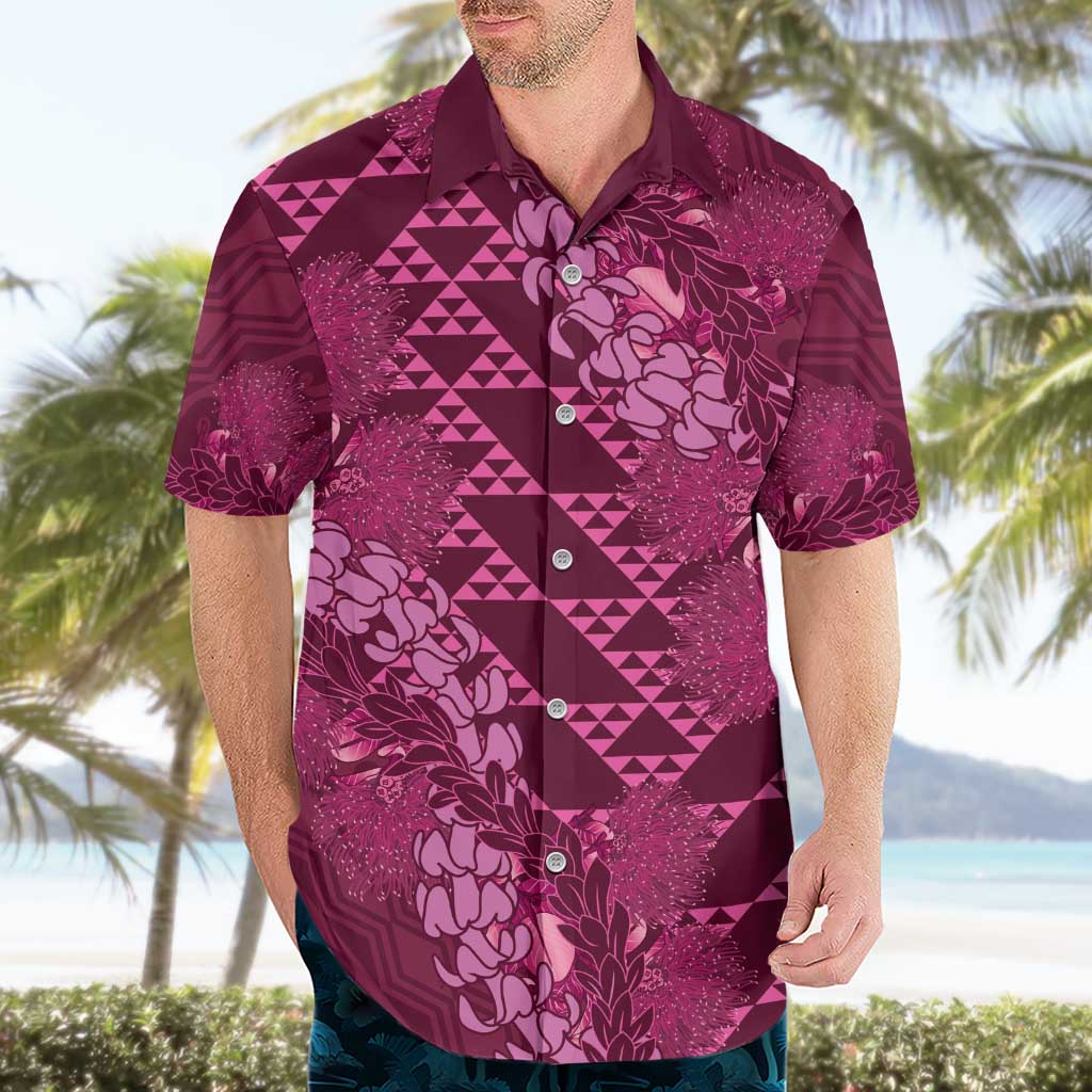 Pink Aloha Hawaii Hawaiian Shirt Hawaiian Kakau Ohia Lehua Lei LT14 - Polynesian Pride