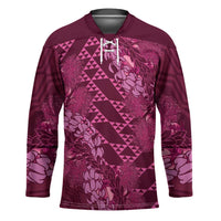 Pink Aloha Hawaii Hockey Jersey Hawaiian Kakau Ohia Lehua Lei LT14 Unisex Pink - Polynesian Pride