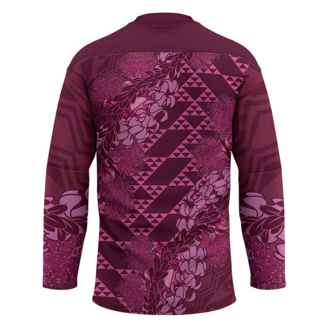 Pink Aloha Hawaii Hockey Jersey Hawaiian Kakau Ohia Lehua Lei LT14 - Polynesian Pride