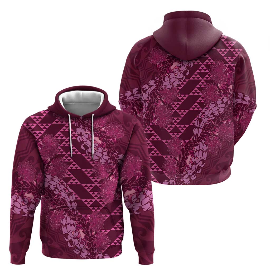 Pink Aloha Hawaii Hoodie Hawaiian Kakau Ohia Lehua Lei - Polynesian Pride