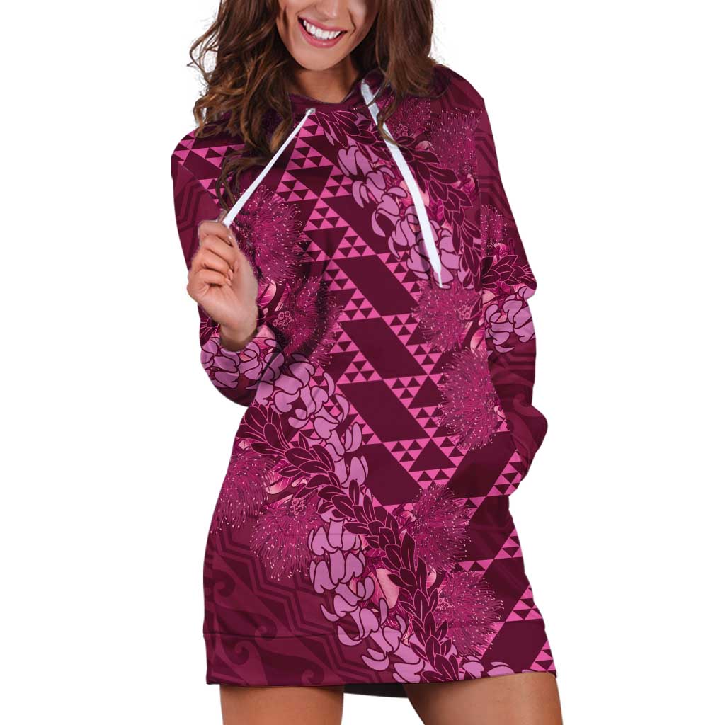 Pink Aloha Hawaii Hoodie Dress Hawaiian Kakau Ohia Lehua Lei LT14 Pink - Polynesian Pride