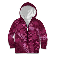 Pink Aloha Hawaii Kid Hoodie Hawaiian Kakau Ohia Lehua Lei LT14 Zip Hoodie Pink - Polynesian Pride