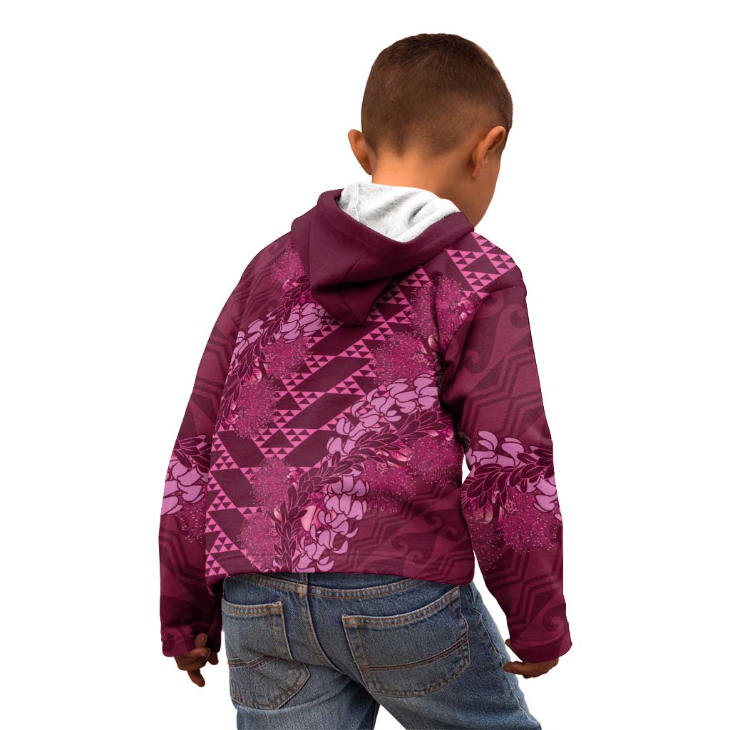 Pink Aloha Hawaii Kid Hoodie Hawaiian Kakau Ohia Lehua Lei LT14 - Polynesian Pride