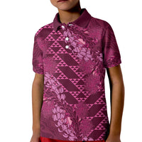 Pink Aloha Hawaii Kid Polo Shirt Hawaiian Kakau Ohia Lehua Lei LT14 Kid Pink - Polynesian Pride