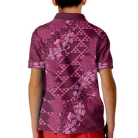 Pink Aloha Hawaii Kid Polo Shirt Hawaiian Kakau Ohia Lehua Lei LT14 - Polynesian Pride