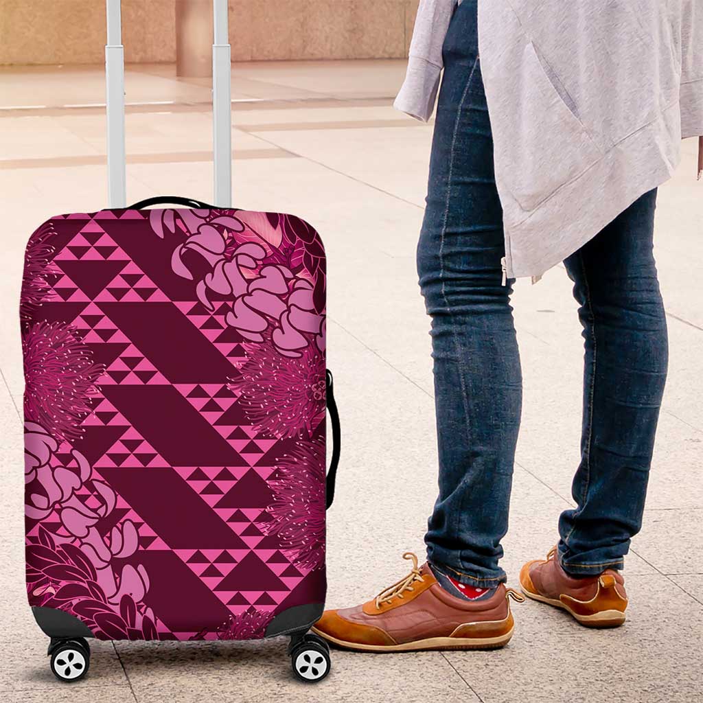 Pink Aloha Hawaii Luggage Cover Hawaiian Kakau Ohia Lehua Lei LT14 Pink - Polynesian Pride