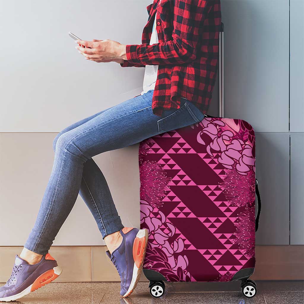 Pink Aloha Hawaii Luggage Cover Hawaiian Kakau Ohia Lehua Lei LT14 - Polynesian Pride