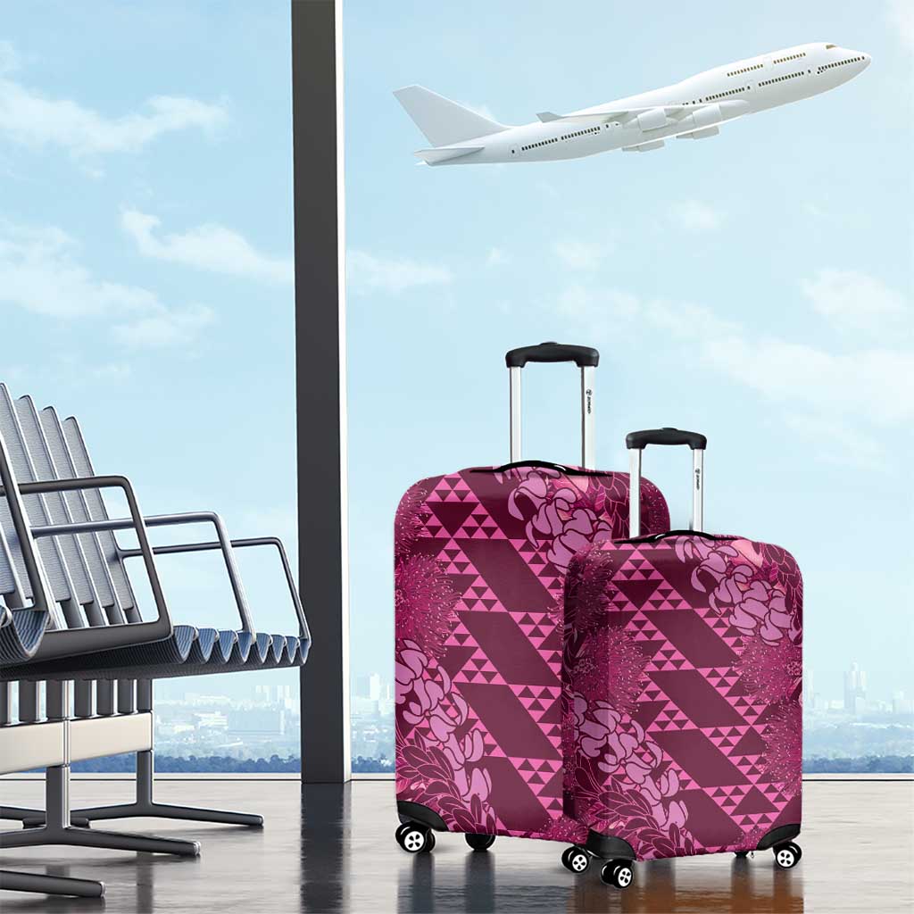 Pink Aloha Hawaii Luggage Cover Hawaiian Kakau Ohia Lehua Lei LT14 - Polynesian Pride