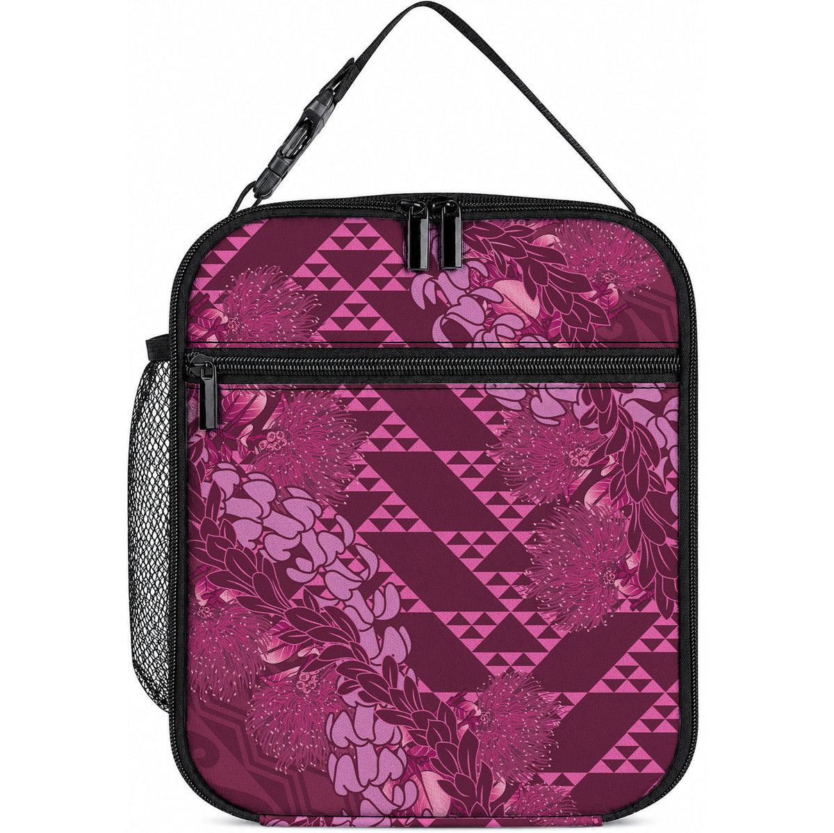 Pink Aloha Hawaii Lunch Bag Hawaiian Kakau Ohia Lehua Lei