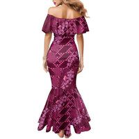 Pink Aloha Hawaii Mermaid Dress Hawaiian Kakau Ohia Lehua Lei LT14 - Polynesian Pride