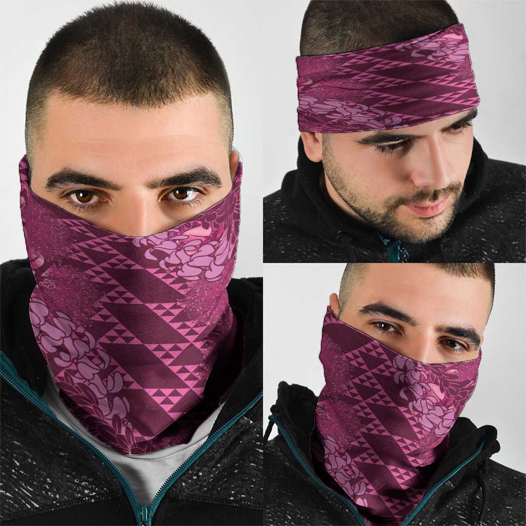 Pink Aloha Hawaii Neck Gaiter Hawaiian Kakau Ohia Lehua Lei LT14