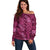 Pink Aloha Hawaii Off Shoulder Sweater Hawaiian Kakau Ohia Lehua Lei - Polynesian Pride