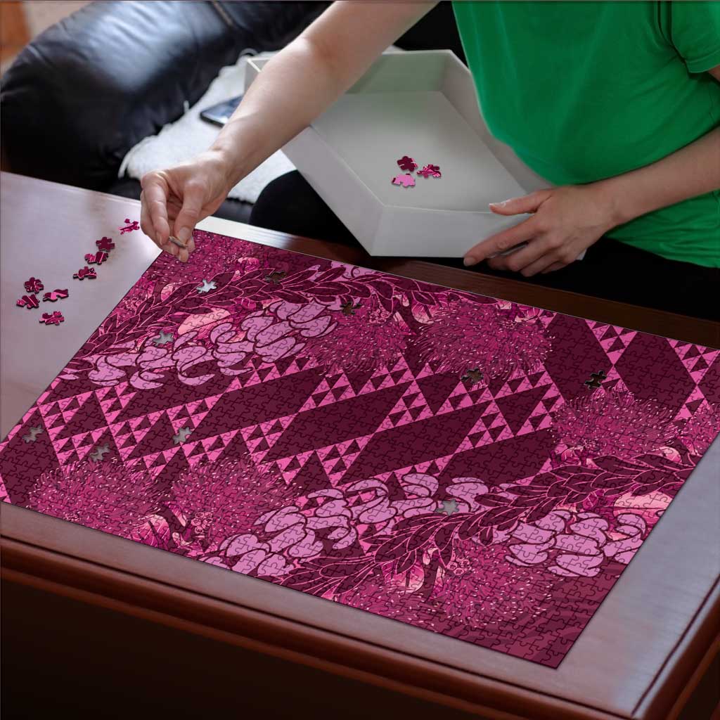 Pink Aloha Hawaii Puzzle Hawaiian Kakau Ohia Lehua Lei - Polynesian Pride