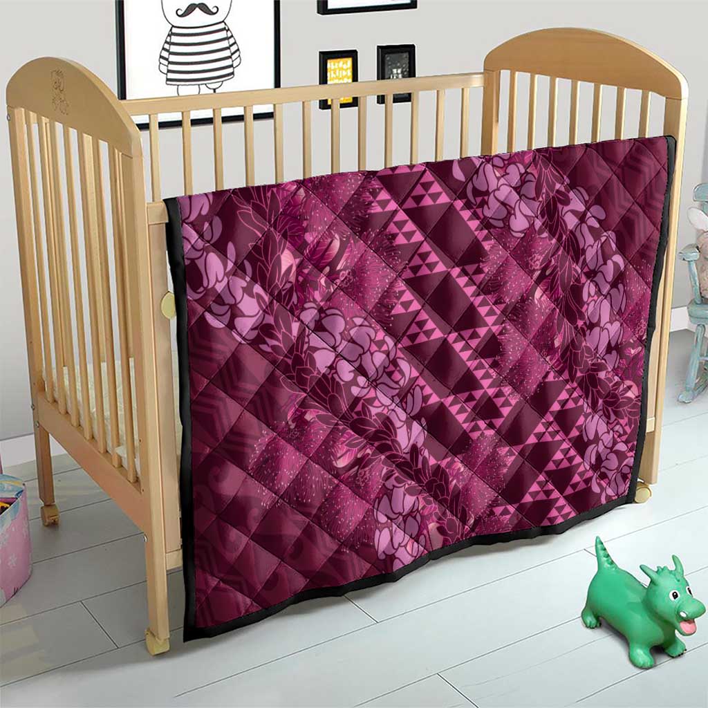 Pink Aloha Hawaii Quilt Hawaiian Kakau Ohia Lehua Lei - Polynesian Pride