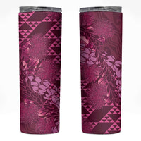 Pink Aloha Hawaii Skinny Tumbler Hawaiian Kakau Ohia Lehua Lei LT14 Pink - Polynesian Pride