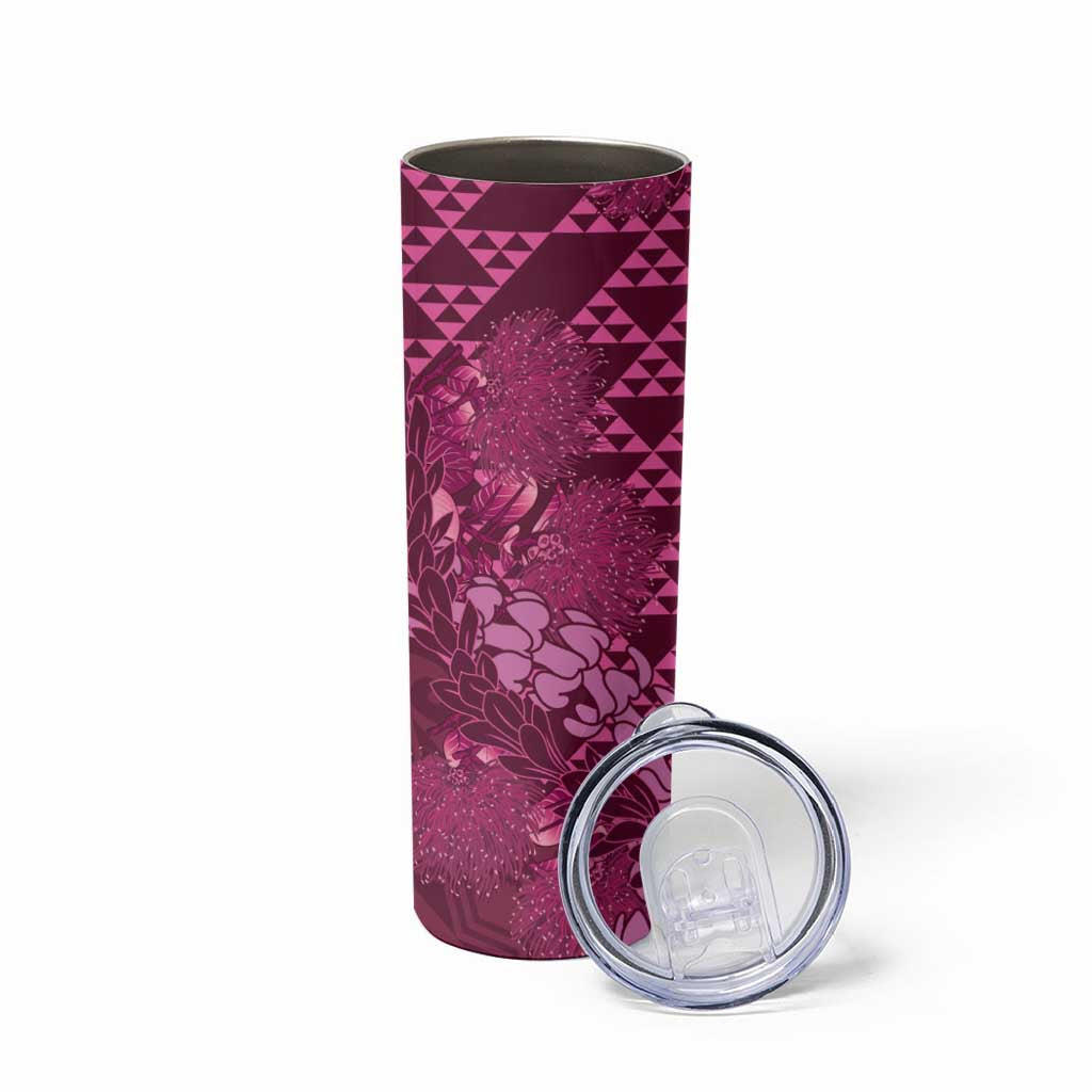 Pink Aloha Hawaii Skinny Tumbler Hawaiian Kakau Ohia Lehua Lei LT14 - Polynesian Pride