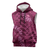 Pink Aloha Hawaii Sleeveless Hoodie Hawaiian Kakau Ohia Lehua Lei LT14 Pink - Polynesian Pride
