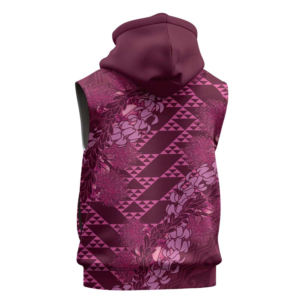 Pink Aloha Hawaii Sleeveless Hoodie Hawaiian Kakau Ohia Lehua Lei LT14 - Polynesian Pride