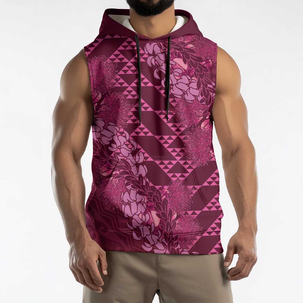 Pink Aloha Hawaii Sleeveless Hoodie Hawaiian Kakau Ohia Lehua Lei LT14 - Polynesian Pride