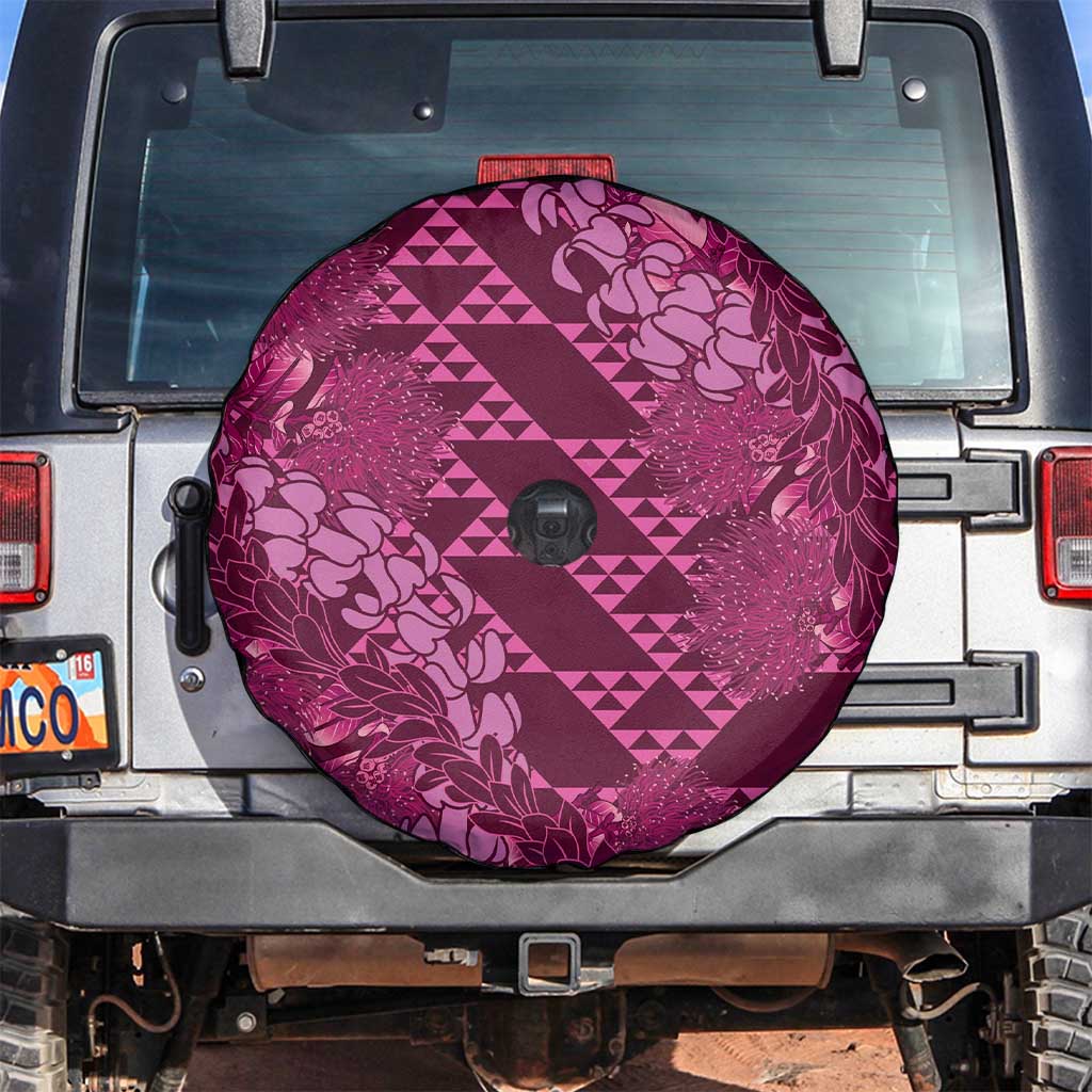 Pink Aloha Hawaii Spare Tire Cover Hawaiian Kakau Ohia Lehua Lei LT14 Pink - Polynesian Pride