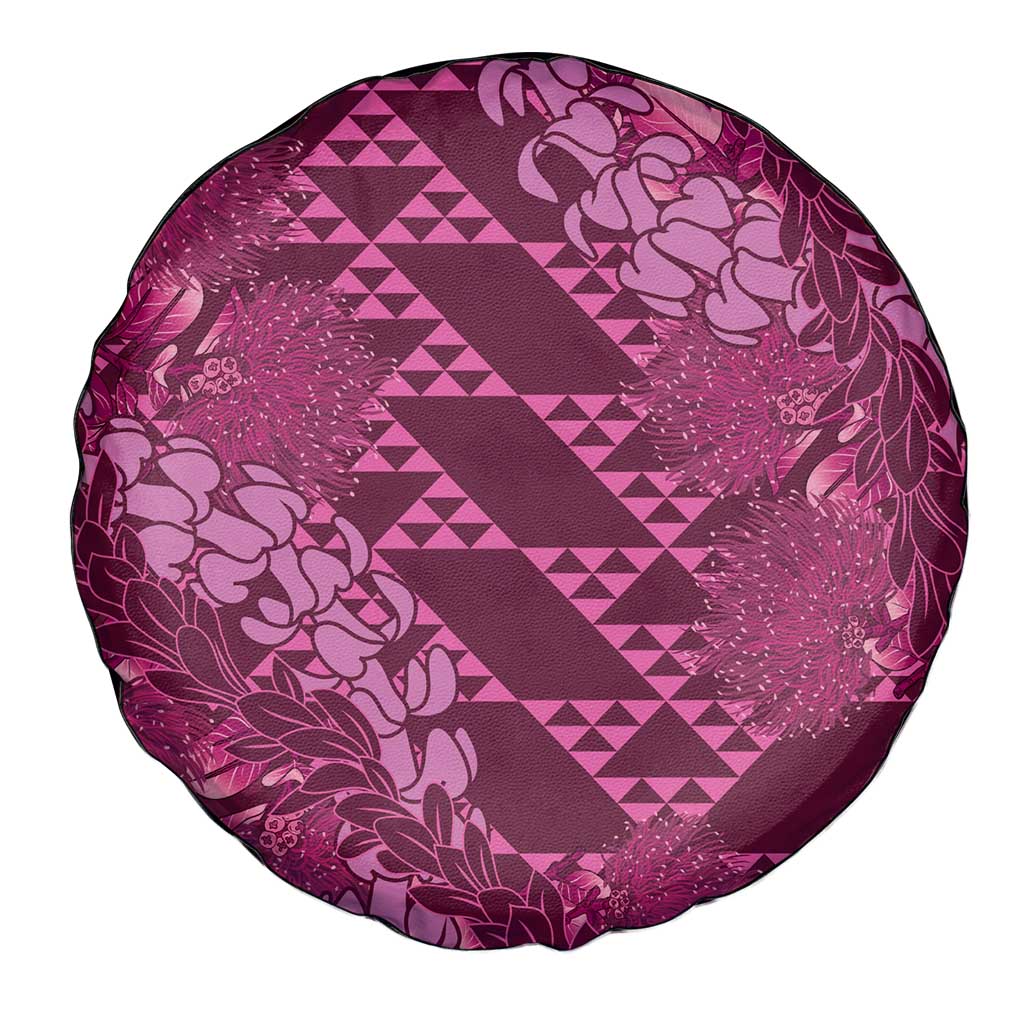 Pink Aloha Hawaii Spare Tire Cover Hawaiian Kakau Ohia Lehua Lei LT14 - Polynesian Pride