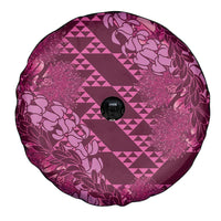 Pink Aloha Hawaii Spare Tire Cover Hawaiian Kakau Ohia Lehua Lei LT14 - Polynesian Pride