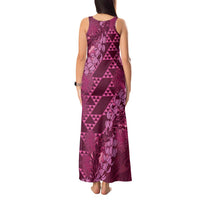 Pink Aloha Hawaii Tank Maxi Dress Hawaiian Kakau Ohia Lehua Lei LT14 - Polynesian Pride