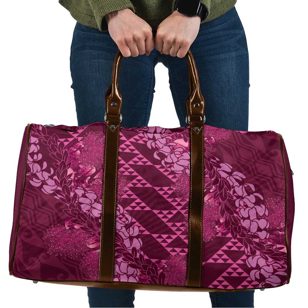 Pink Aloha Hawaii Travel Bag Hawaiian Kakau Ohia Lehua Lei - Polynesian Pride