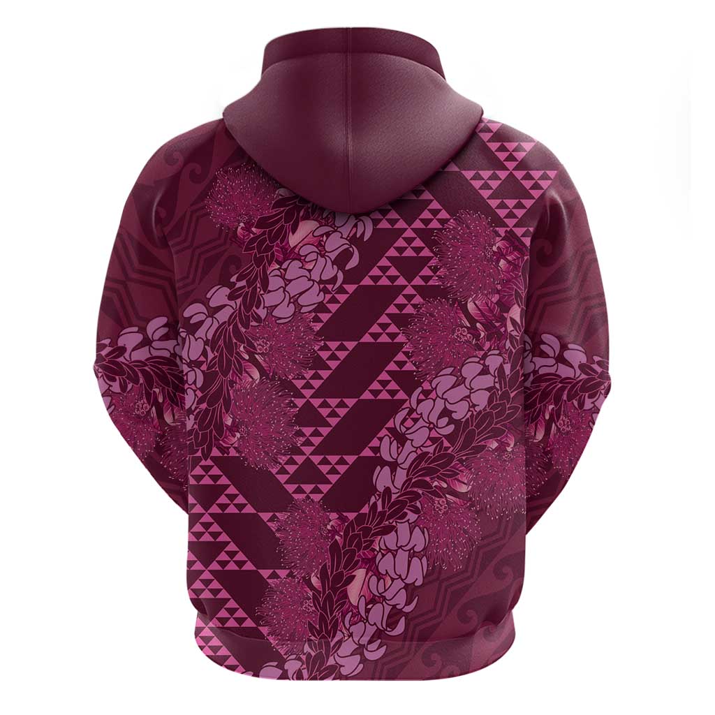 Pink Aloha Hawaii Zip Hoodie Hawaiian Kakau Ohia Lehua Lei LT14 - Polynesian Pride
