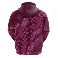 Pink Aloha Hawaii Zip Hoodie Hawaiian Kakau Ohia Lehua Lei LT14 - Polynesian Pride