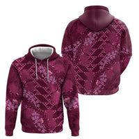Pink Aloha Hawaii Zip Hoodie Hawaiian Kakau Ohia Lehua Lei LT14 - Polynesian Pride