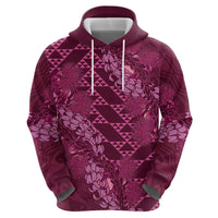 Pink Aloha Hawaii Zip Hoodie Hawaiian Kakau Ohia Lehua Lei LT14 - Polynesian Pride