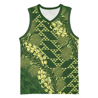 Green Aloha Hawaii Basketball Jersey Hawaiian Kakau Ohia Lehua Lei LT14 Unisex Green - Polynesian Pride