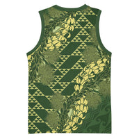 Green Aloha Hawaii Basketball Jersey Hawaiian Kakau Ohia Lehua Lei LT14 - Polynesian Pride