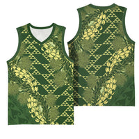 Green Aloha Hawaii Basketball Jersey Hawaiian Kakau Ohia Lehua Lei LT14 - Polynesian Pride