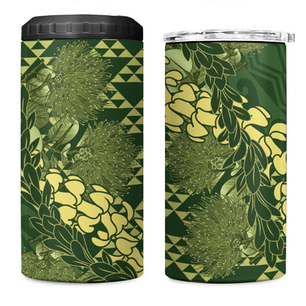 Green Aloha Hawaii 4 in 1 Can Cooler Tumbler Hawaiian Kakau Ohia Lehua Lei LT14 One Size: 16 oz Green - Polynesian Pride