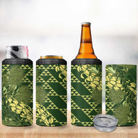 Green Aloha Hawaii 4 in 1 Can Cooler Tumbler Hawaiian Kakau Ohia Lehua Lei LT14 - Polynesian Pride