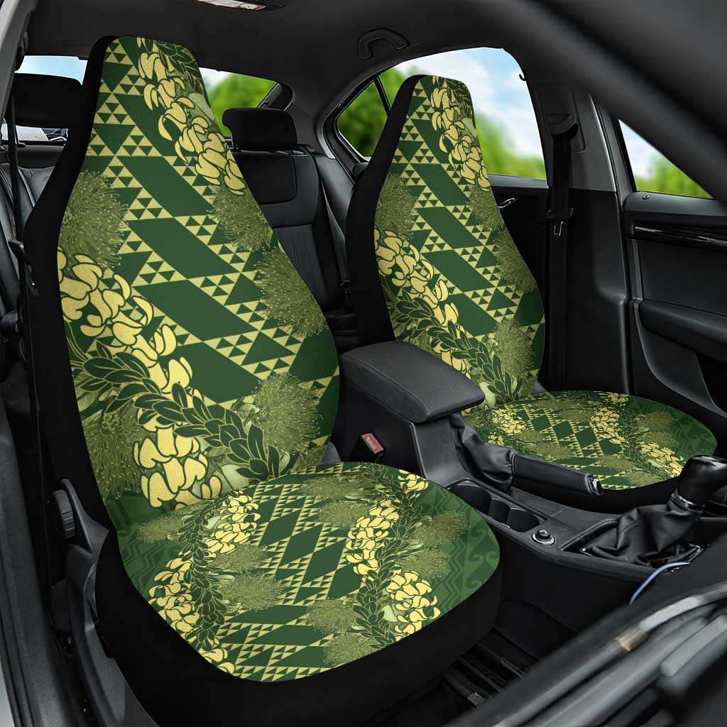 Green Aloha Hawaii Car Seat Cover Hawaiian Kakau Ohia Lehua Lei LT14 One Size Green - Polynesian Pride
