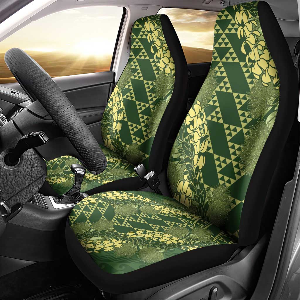 Green Aloha Hawaii Car Seat Cover Hawaiian Kakau Ohia Lehua Lei LT14 - Polynesian Pride