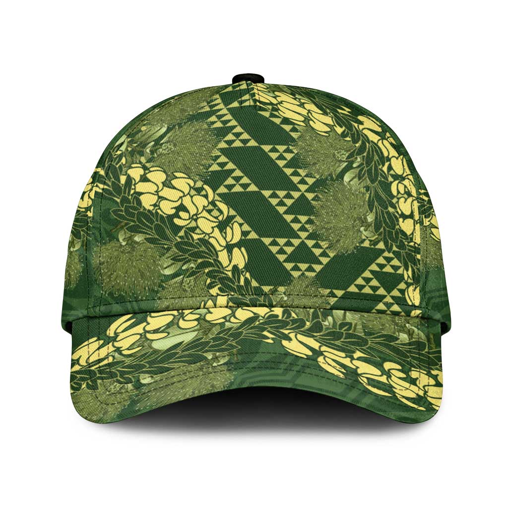 Green Aloha Hawaii Classic Cap Hawaiian Kakau Ohia Lehua Lei - Polynesian Pride